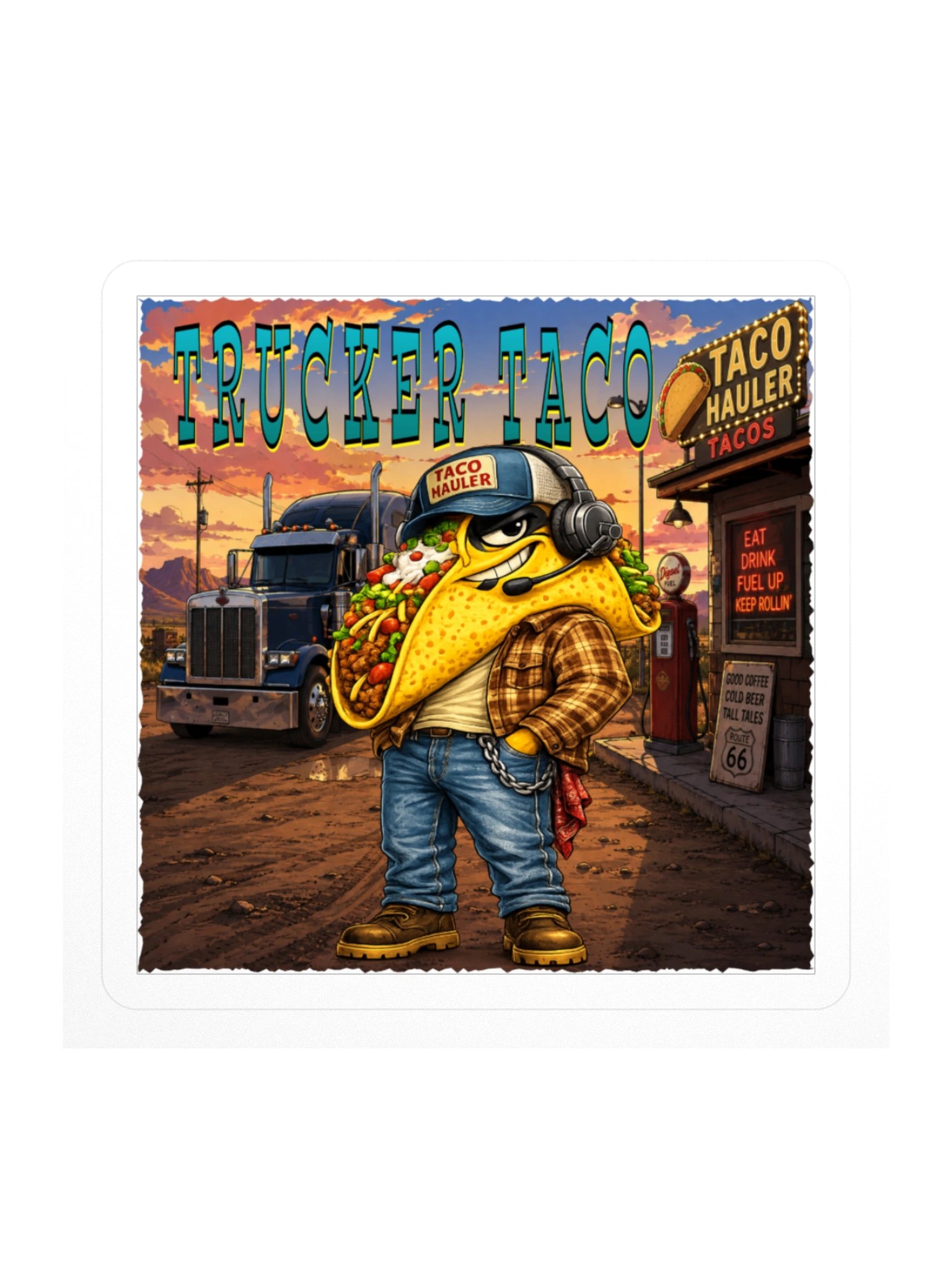 Trucker Taco Kiss Cut Sticker product image (2)