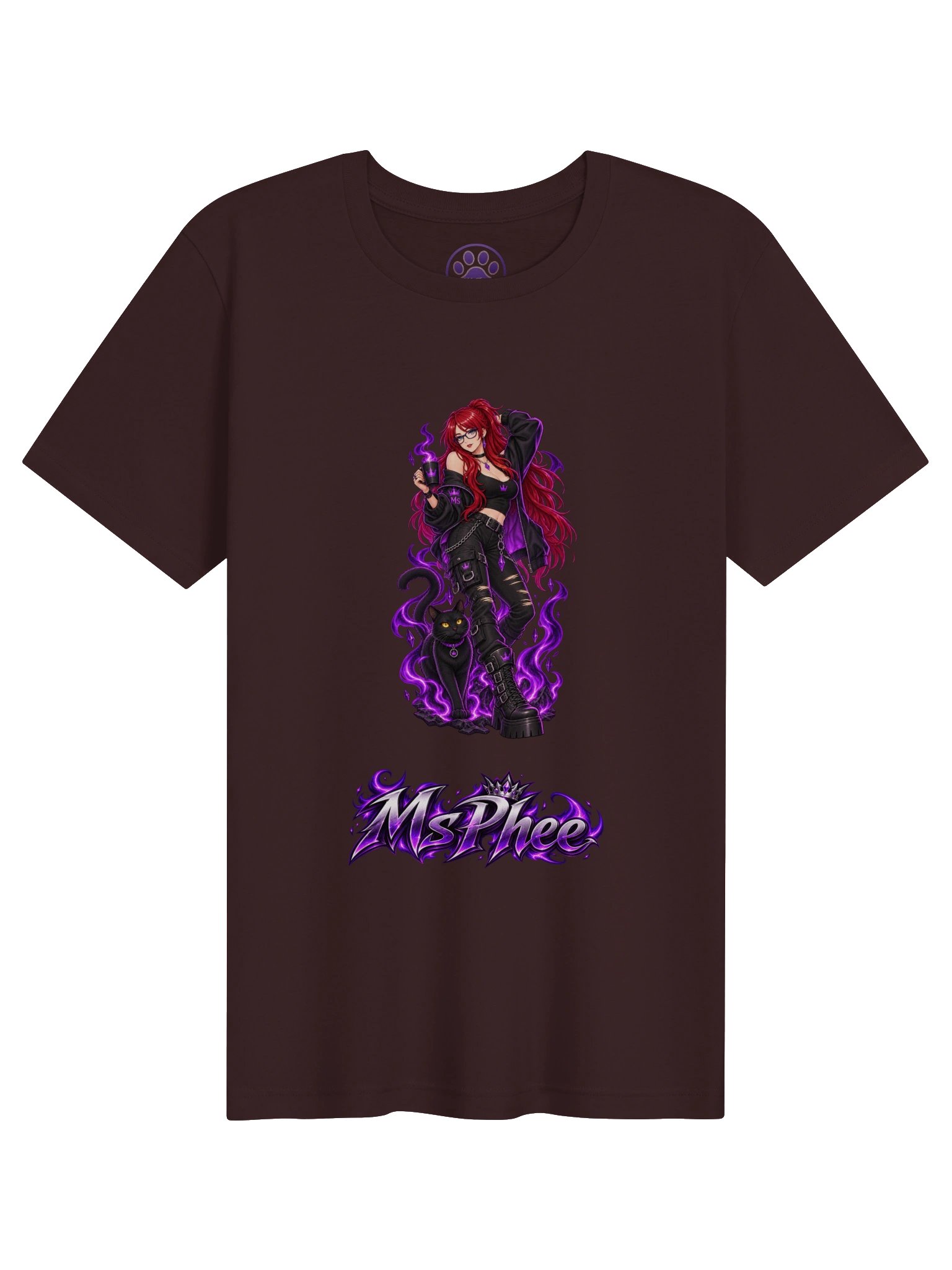 MsPhee Anime Woman With Cat Tee product image (43)