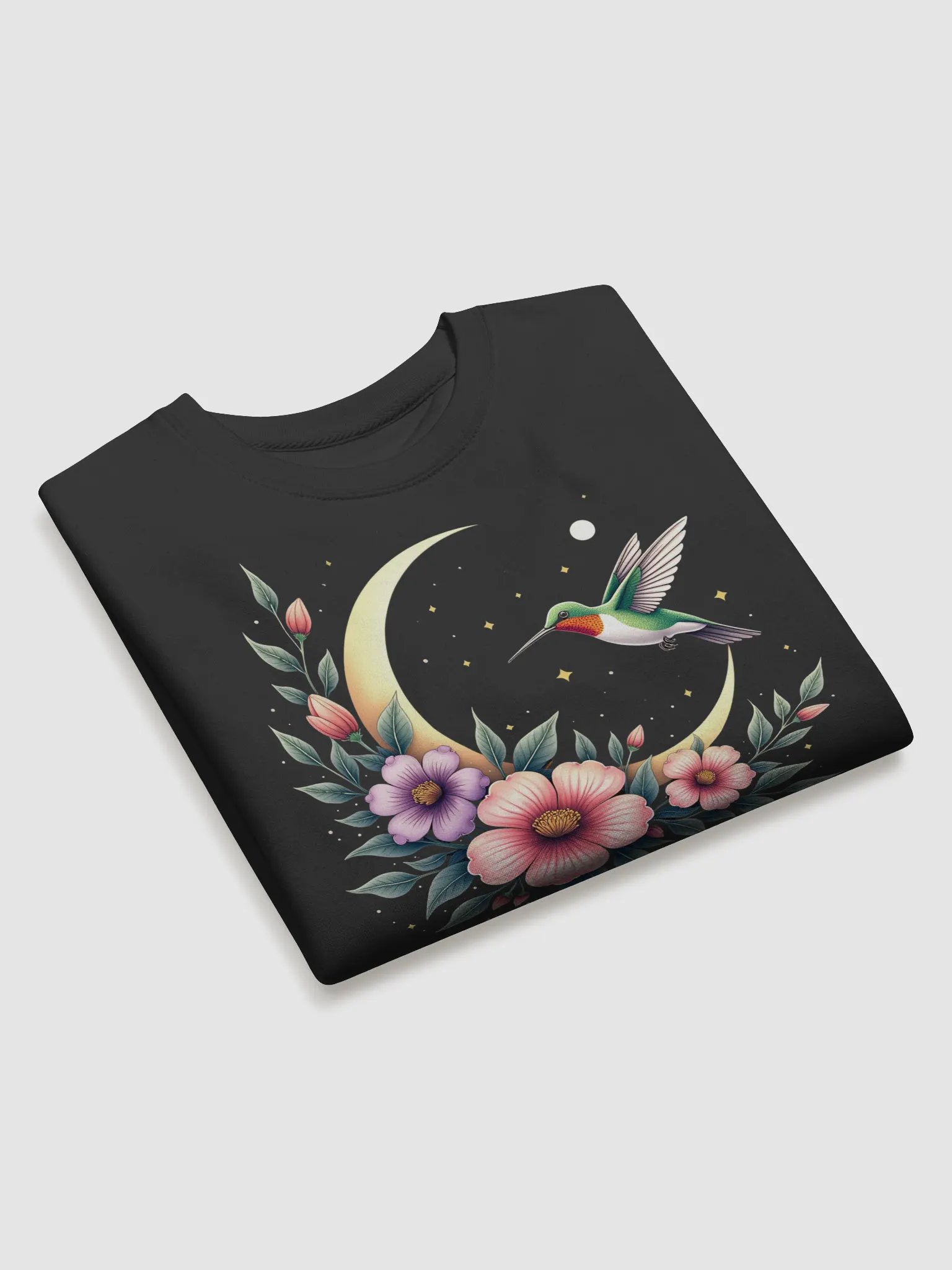 Celestial Hummingbird with Moon and Floral Bloom Design product image (2)