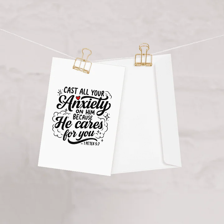 “Cast All Your Anxiety” Greeting Card — 1 Peter 5:7 product image (1)