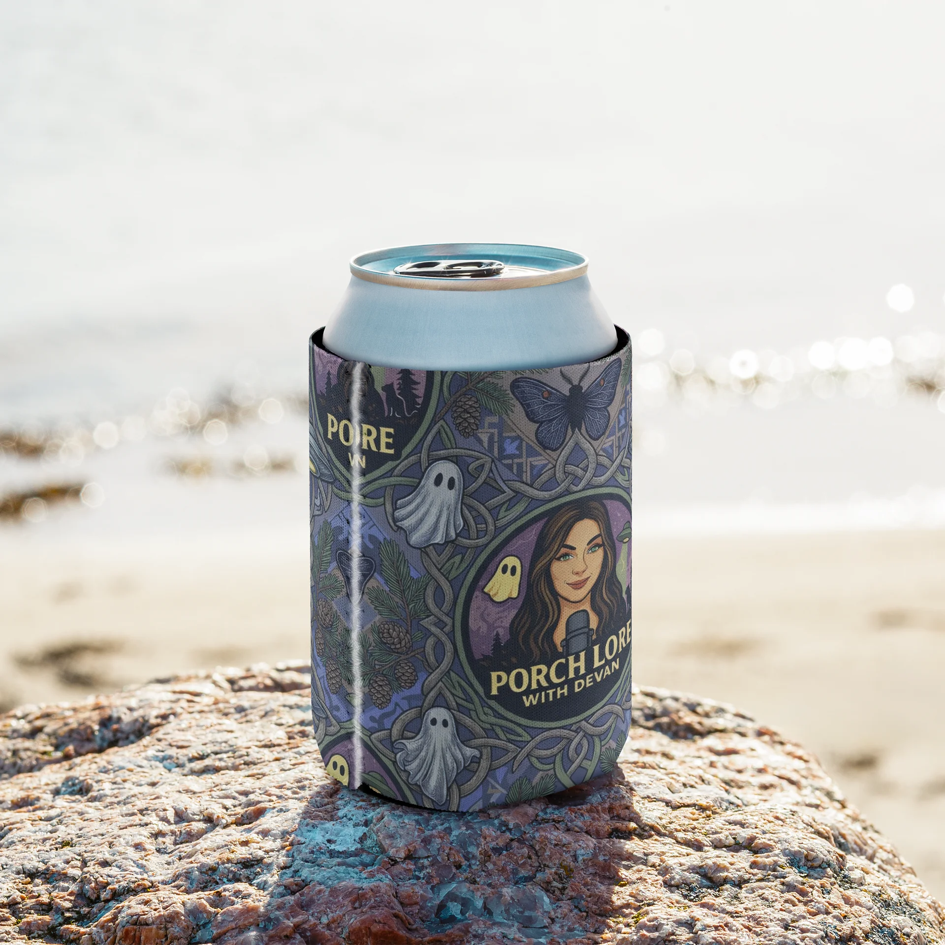PORCH LORE DEVAN PERIWINKLE MOTH COOZIE CAN COOLER product image (8)