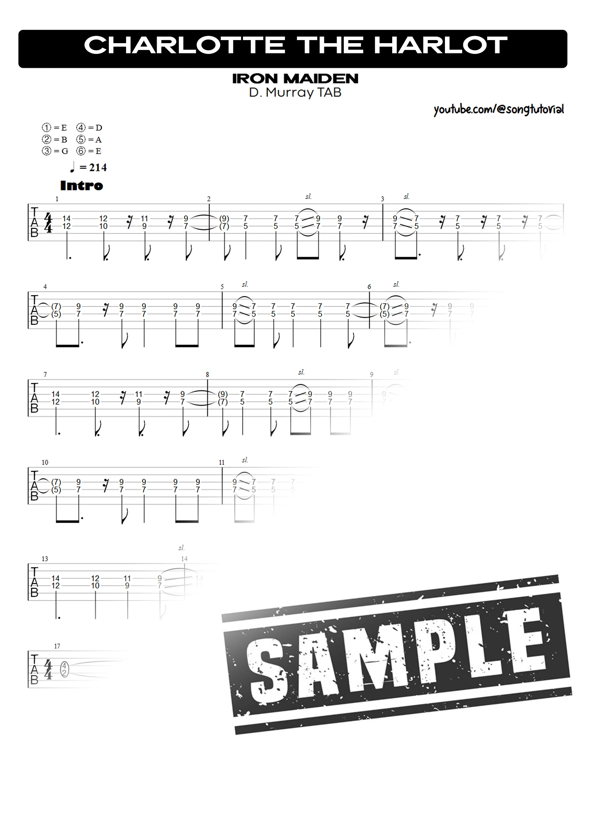 Charlotte the Harlot | PDF Tab + Guitar Pro | Iron Maiden product image (3)