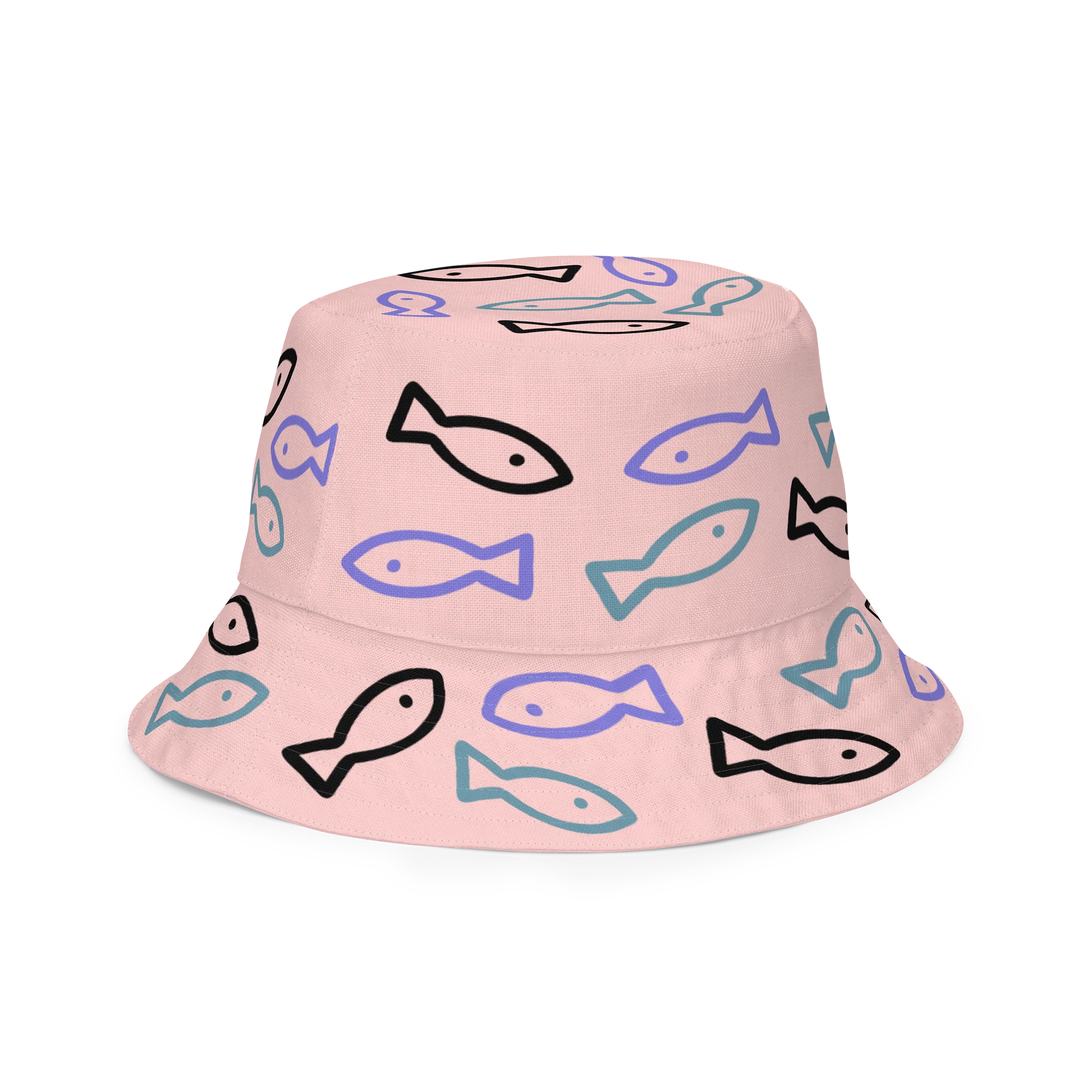 Pink Playful Fish All-Over Print Reversible Bucket Hat product image (2)