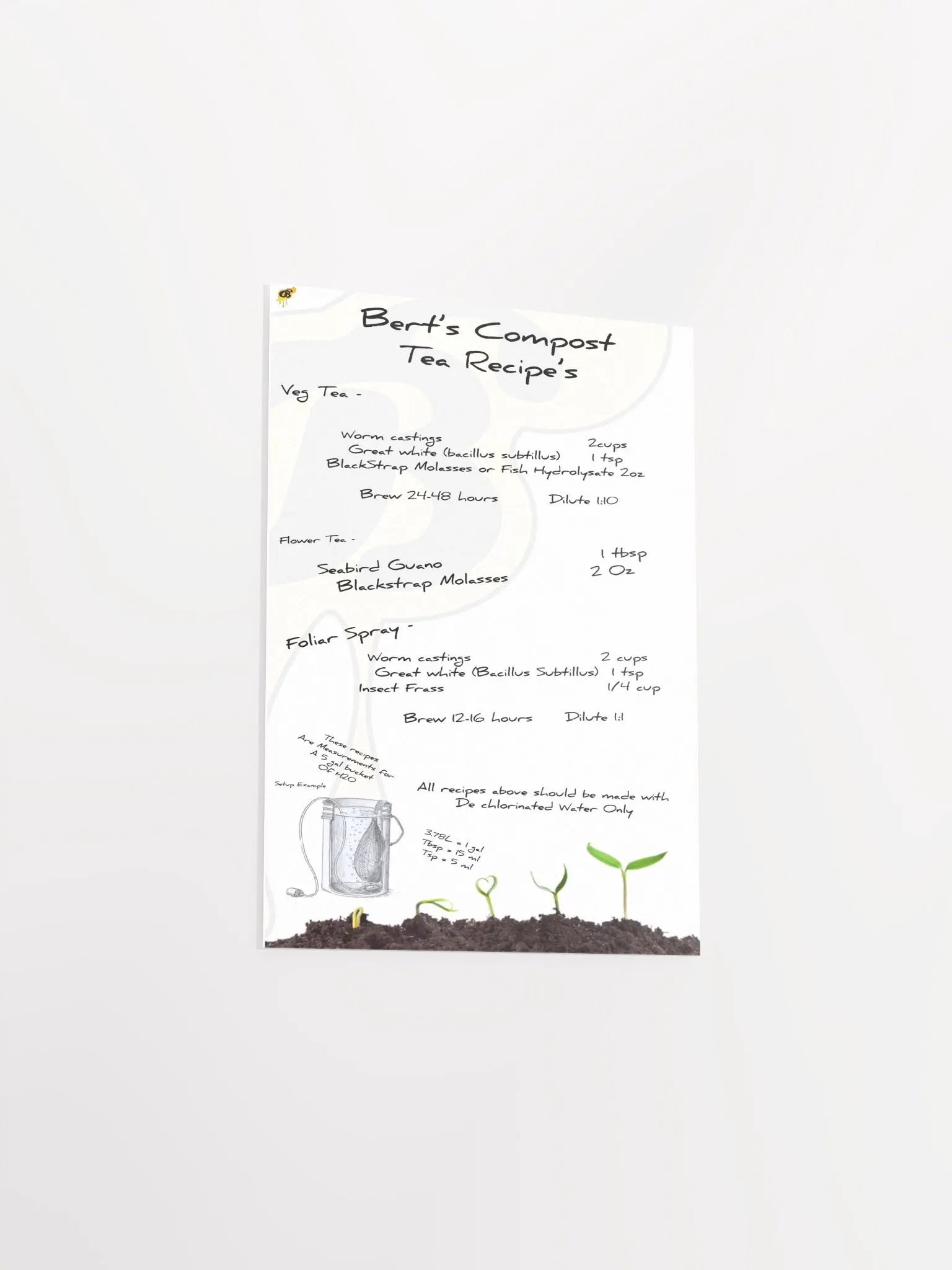 Bert's Compost Tea Recipes Card product image (3)
