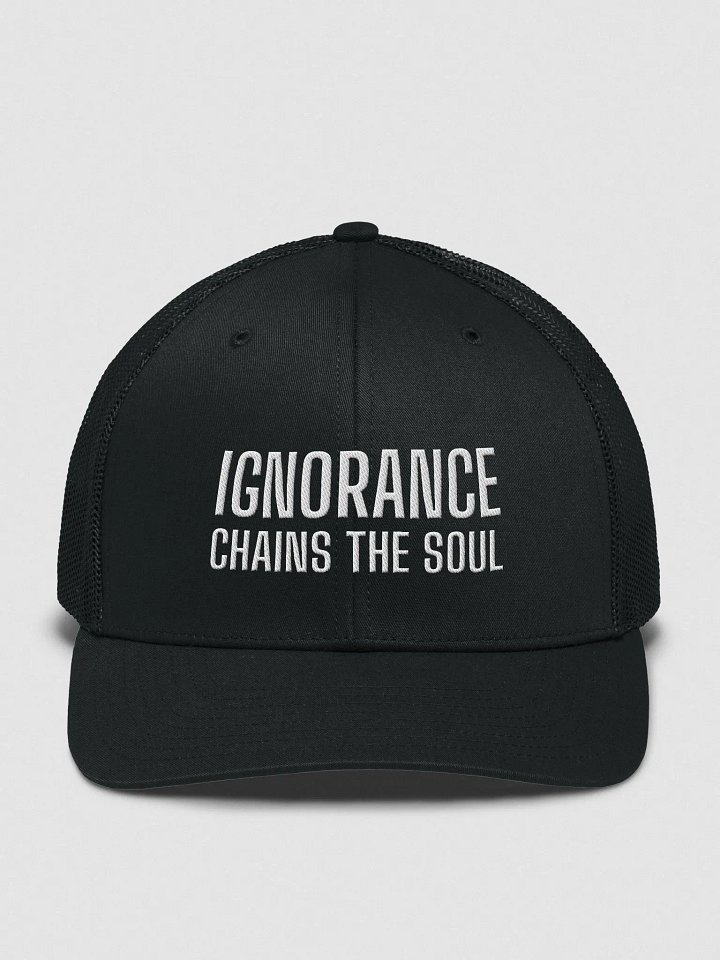 Interactive Crossword Trucker Hat | life motto IGNORANCE CHAINS THE SOUL product image (2)