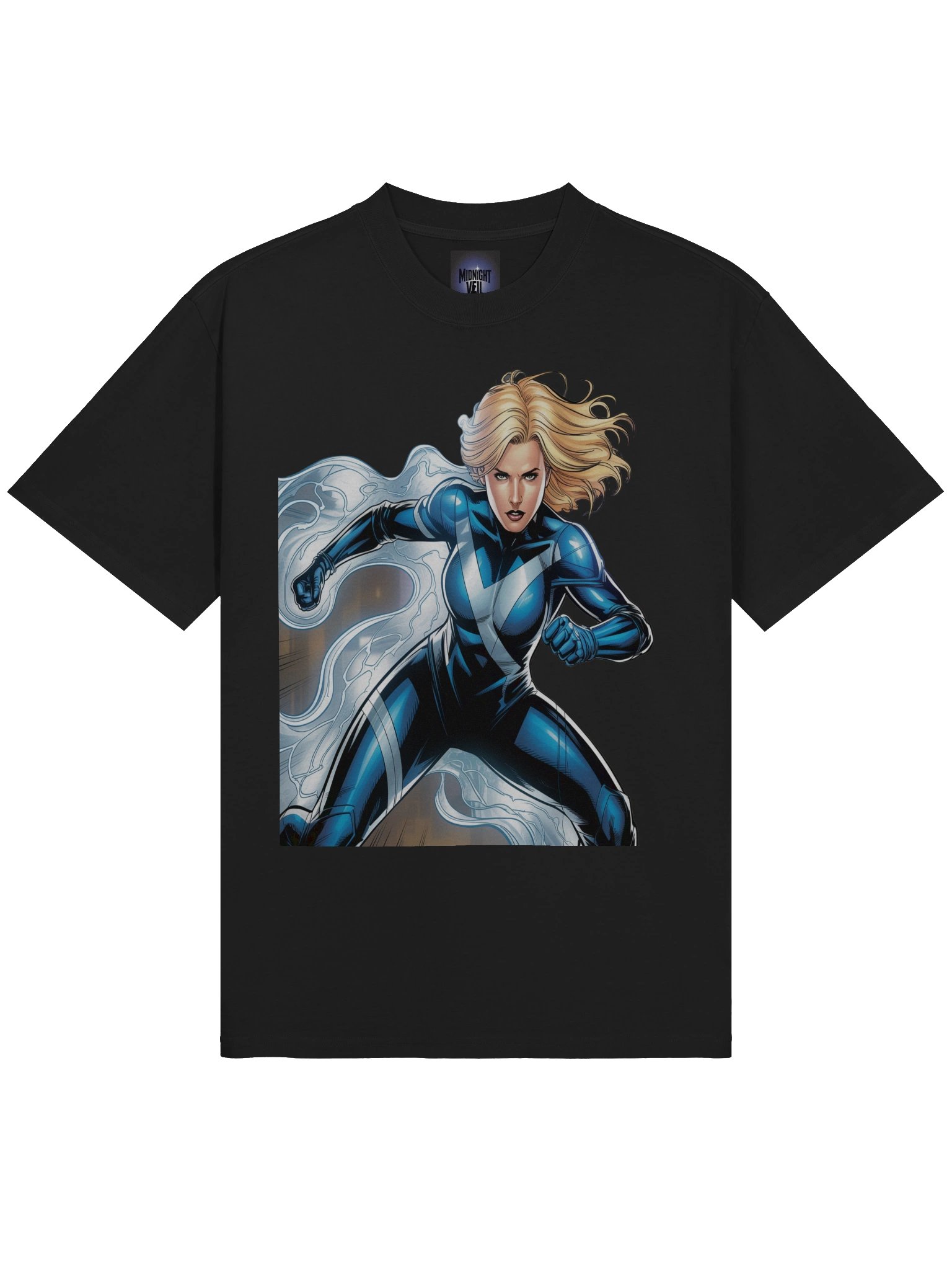 Invisible Woman Ethereal Surge Oversized Faded T-Shirt – Phantom Power Pulse product image (5)