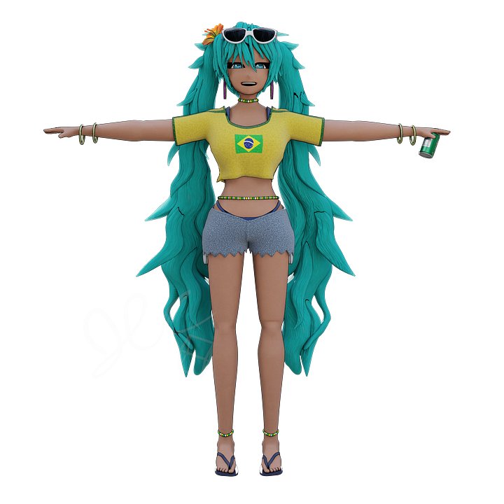 Brazillian Miku 3D model - fully rigged - V0.0 (Blender) product image (2)