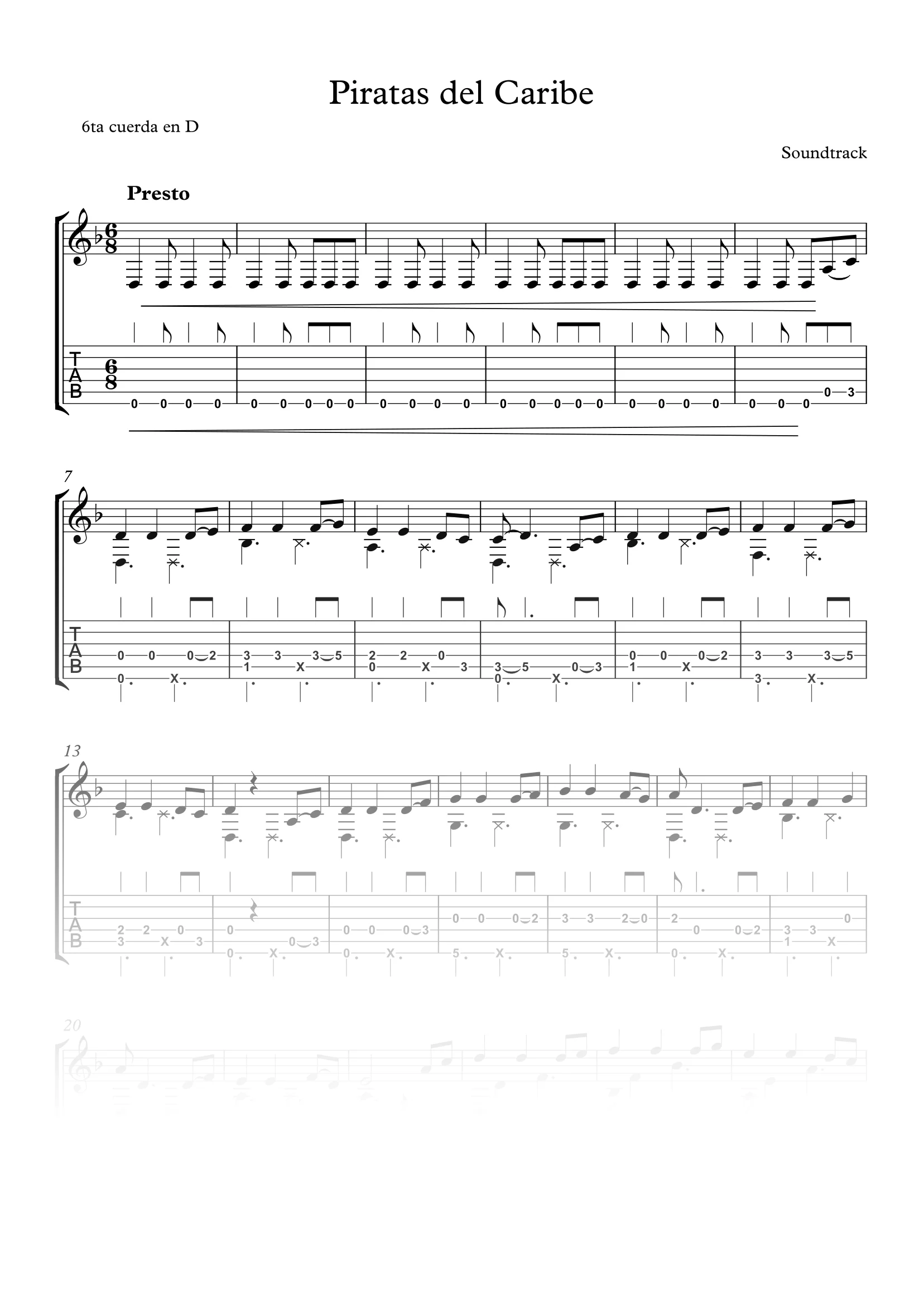 Piratas del Caribe - Partitura + Tabs product image (1)