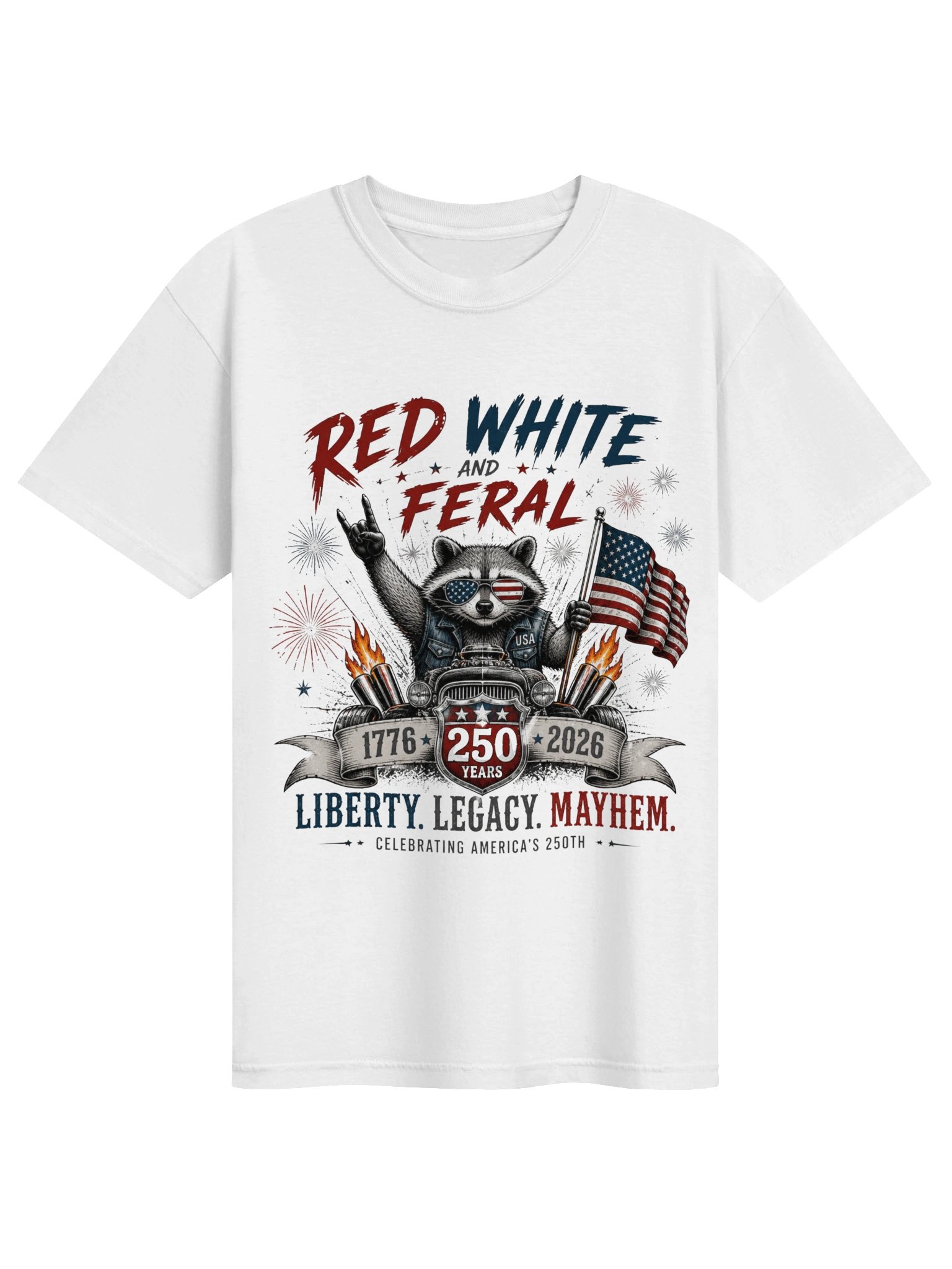 Red White Feral Raccoon America 250th Patriotic product image (1)
