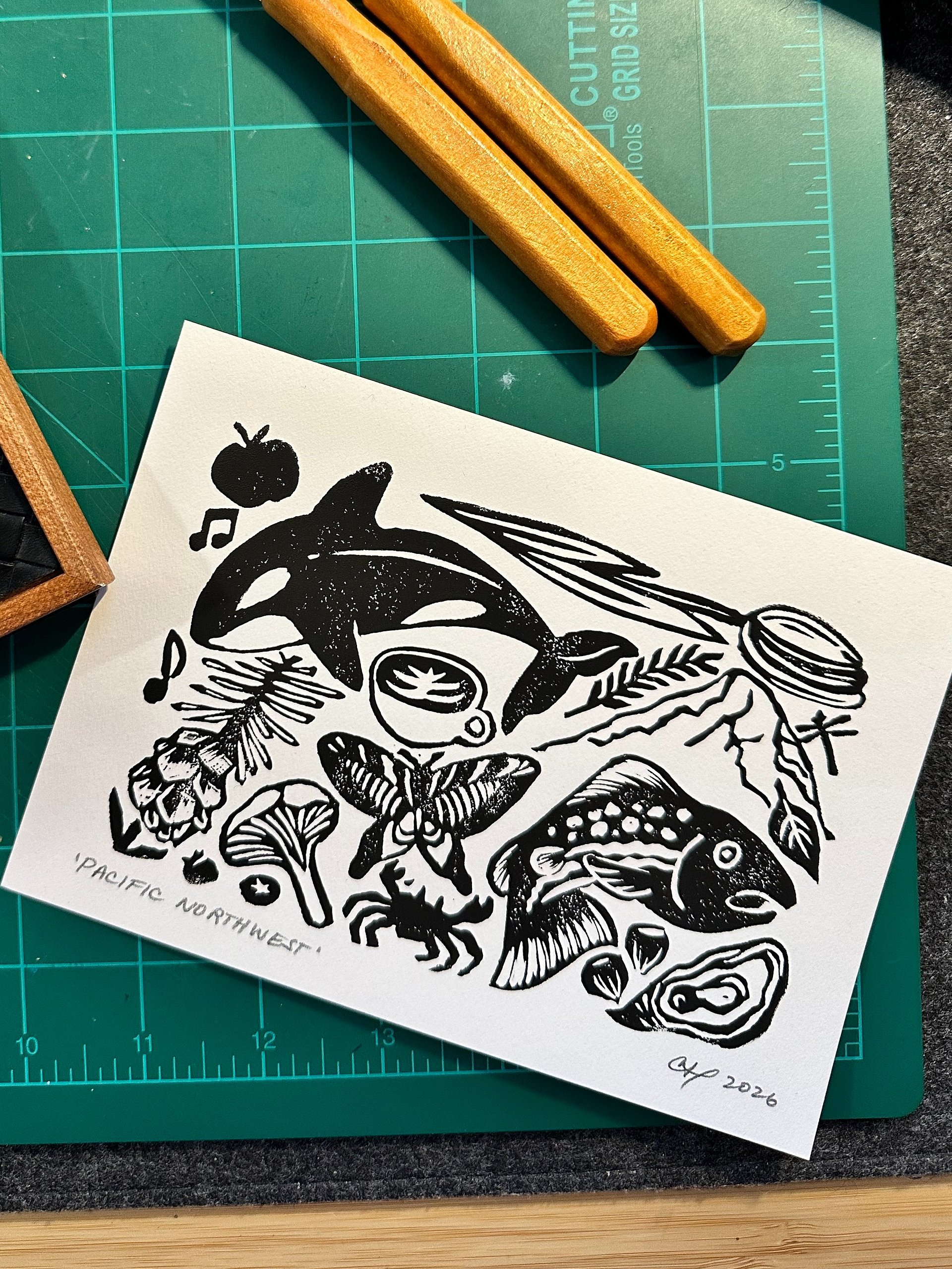 PNW Icons - Linocut Print product image (4)