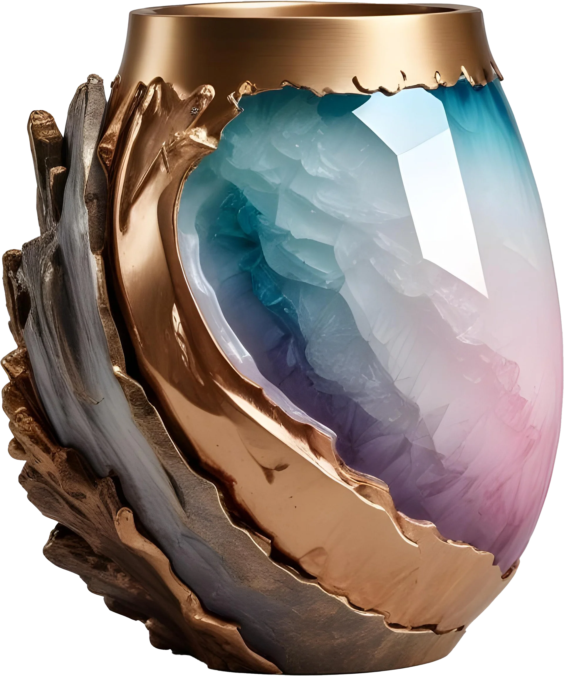 Ethereal Romance – Crystal and Gold Vase PNG product image (1)
