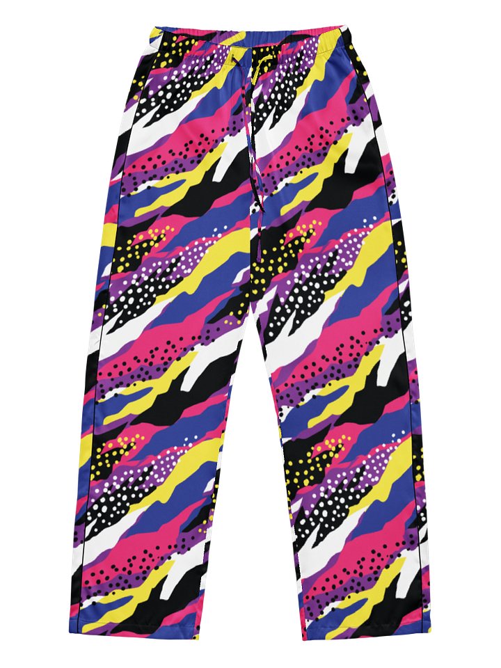 Retro 90s Cyber-Pop Waves | Vibrant All-Over Print Pajama Pants product image (1)