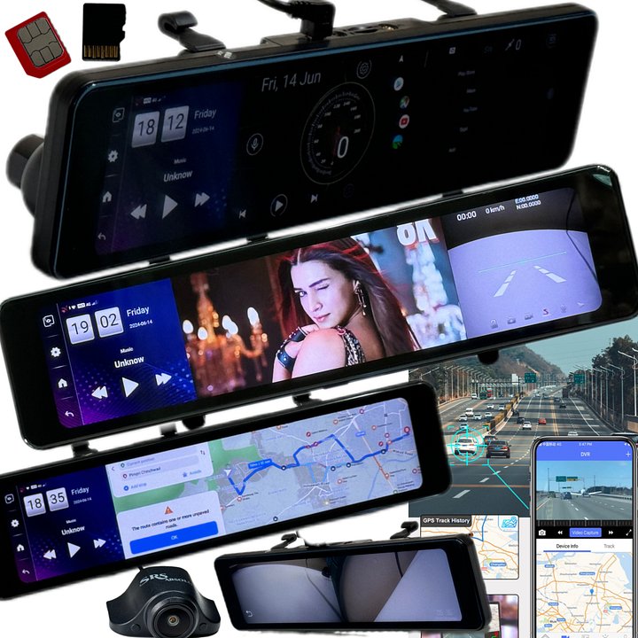 SRS ABSOLUTE Plug/Play 2K 4G Smart Dash Cam | Android | ADAS | 24x7 Remote Audio-Video Monitor GPS Tracking 256GB MicroSD support PlayStore Maps-Apps Support Steering Control Split Screen Multi-Task product image (1)