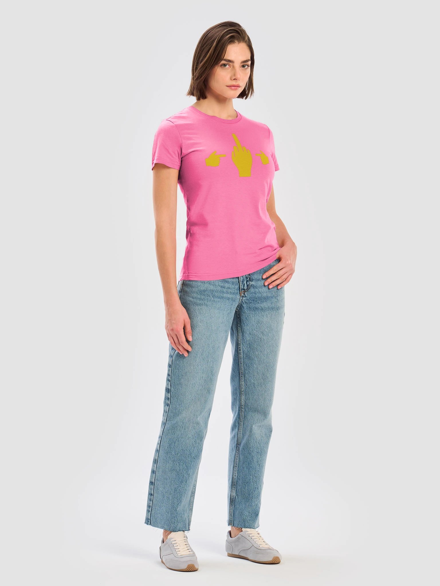 No Middle Finger Point ShopCo Yellow Gildan Women’s Tee product image (7)