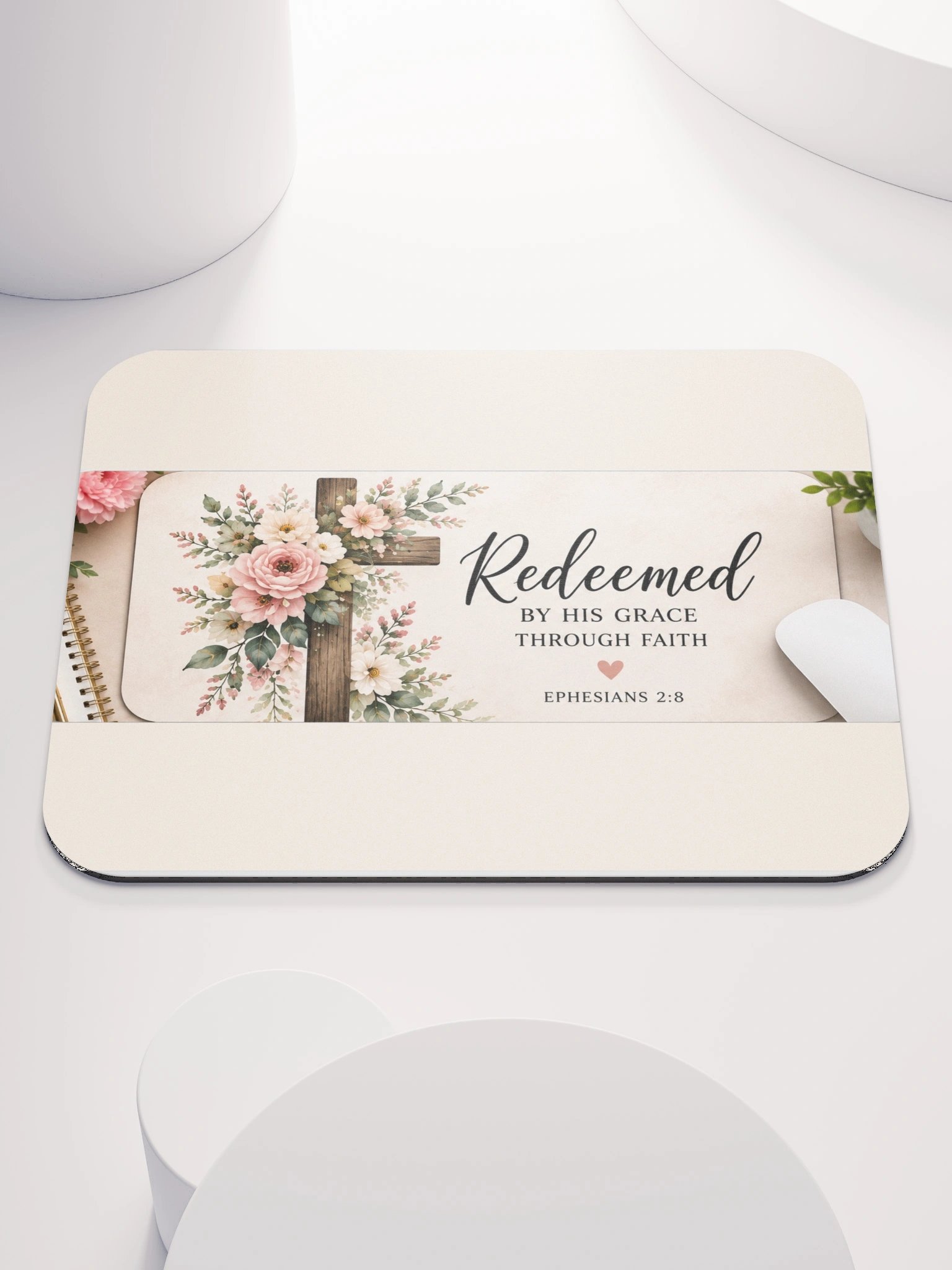 Redeemed Floral Cross Mouse Pad product image (1)
