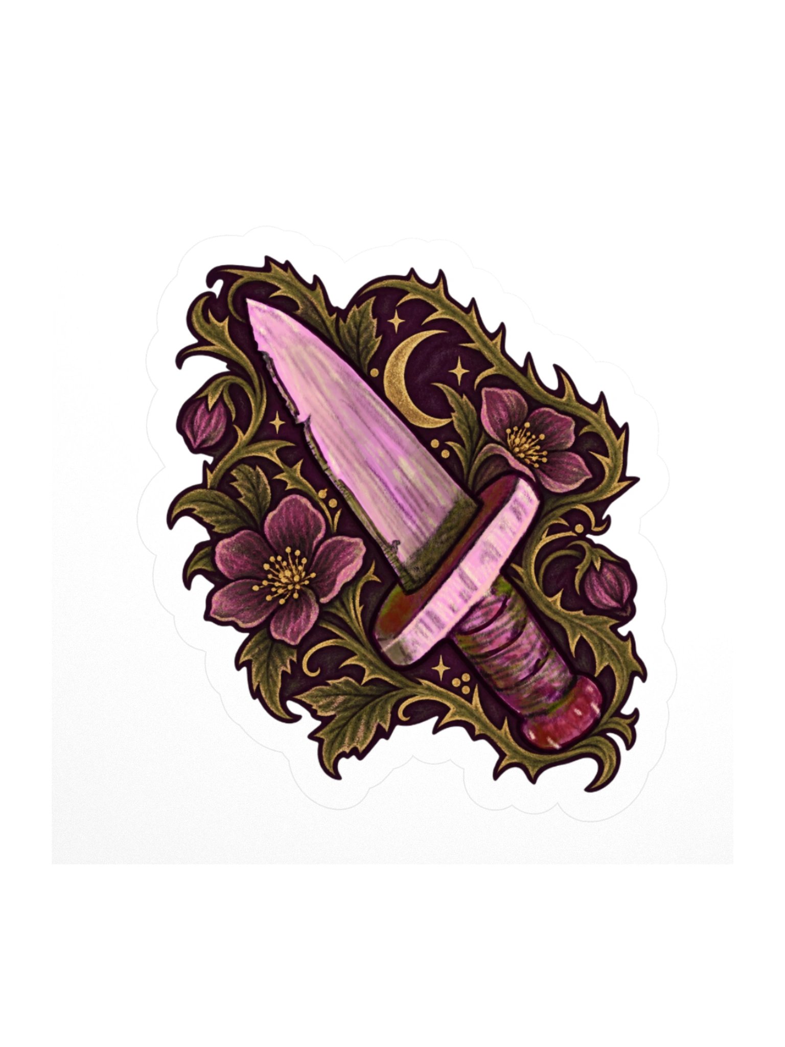 Mystic Dagger Floral Kiss Cut Sticker product image (2)