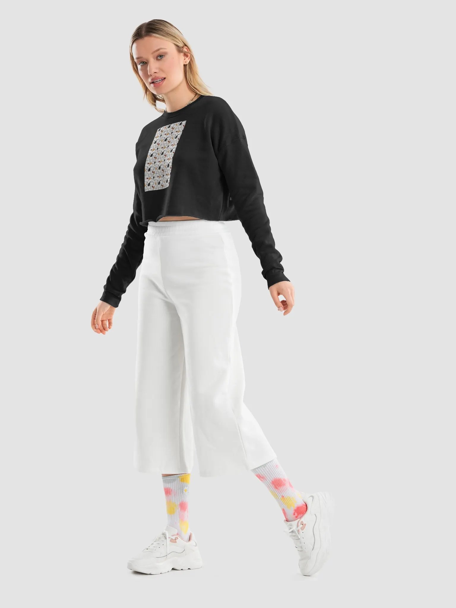 Cat Patern Cartoon Fleece Crop Sweatshirt product image (59)