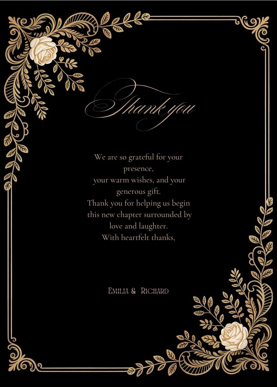 Editable Vintage Wedding Invitations | Edit in Canva | Instant Download Template | Black Gold Floral Rose product image (10)