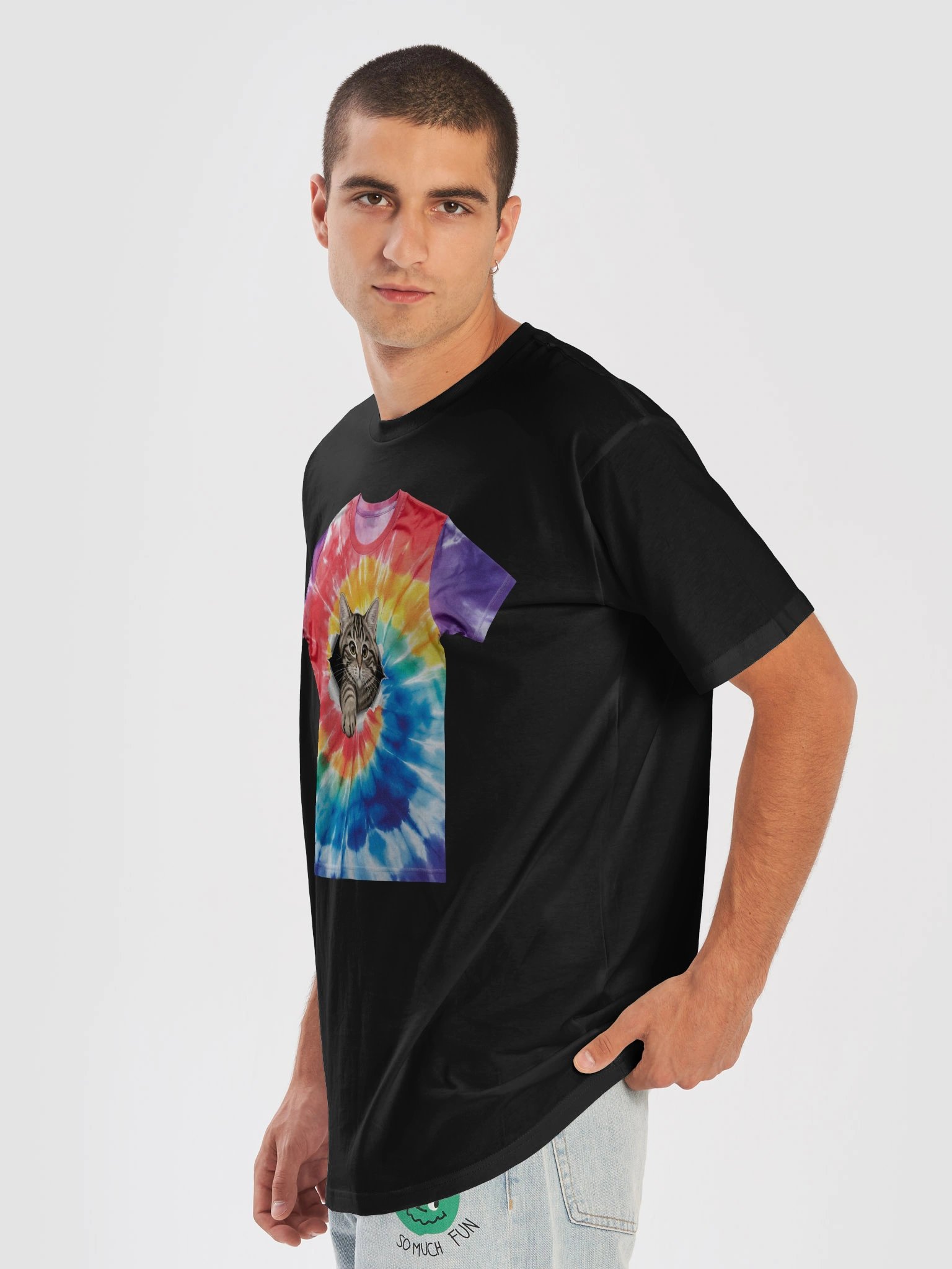 Peek-A-Boo Cat Tie-Dye T-Shirt product image (19)