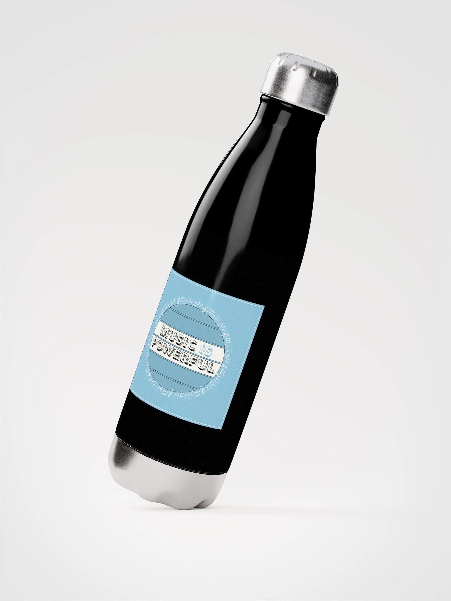 MUSIC IS POWERFUL Steel Water Bottle product image (2)