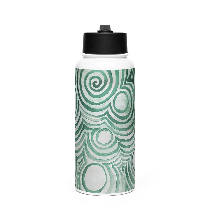 "Green Swirl" Water Bottle With Screw Top And Straw product image (1)