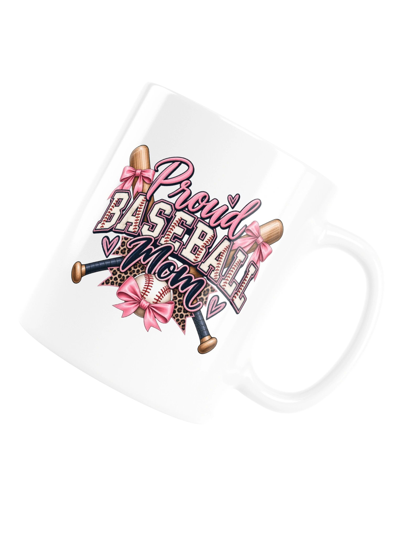 Proud Baseball Mom Mug | Pink Bow Baseball Coffee Cup product image (6)