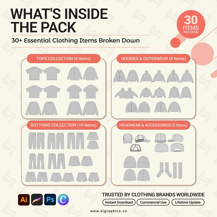 Clothing Mockups Starter Pack – 30+ Essential Apparel Templates product image (2)