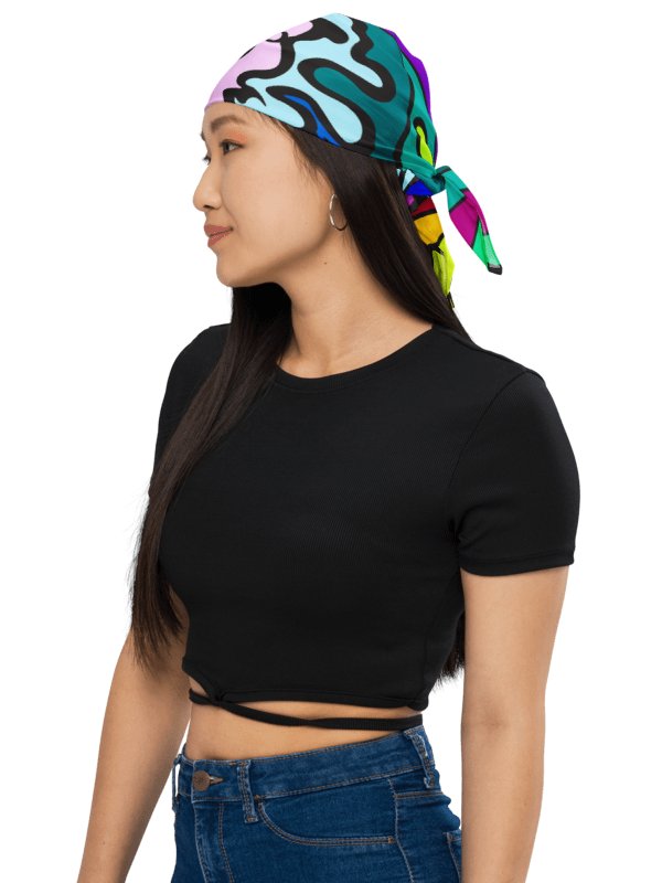 Vibrant Mosaic All-Over Bandana - Wave at Sunset product image (9)
