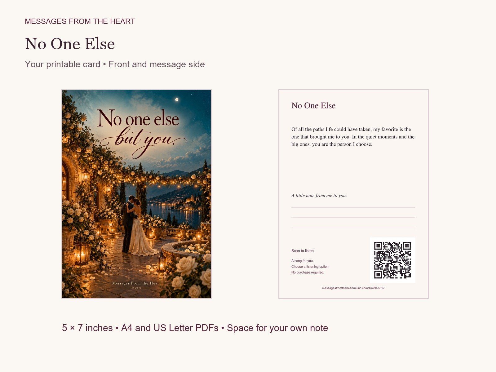 No One Else — Printable Song Gift product image (2)