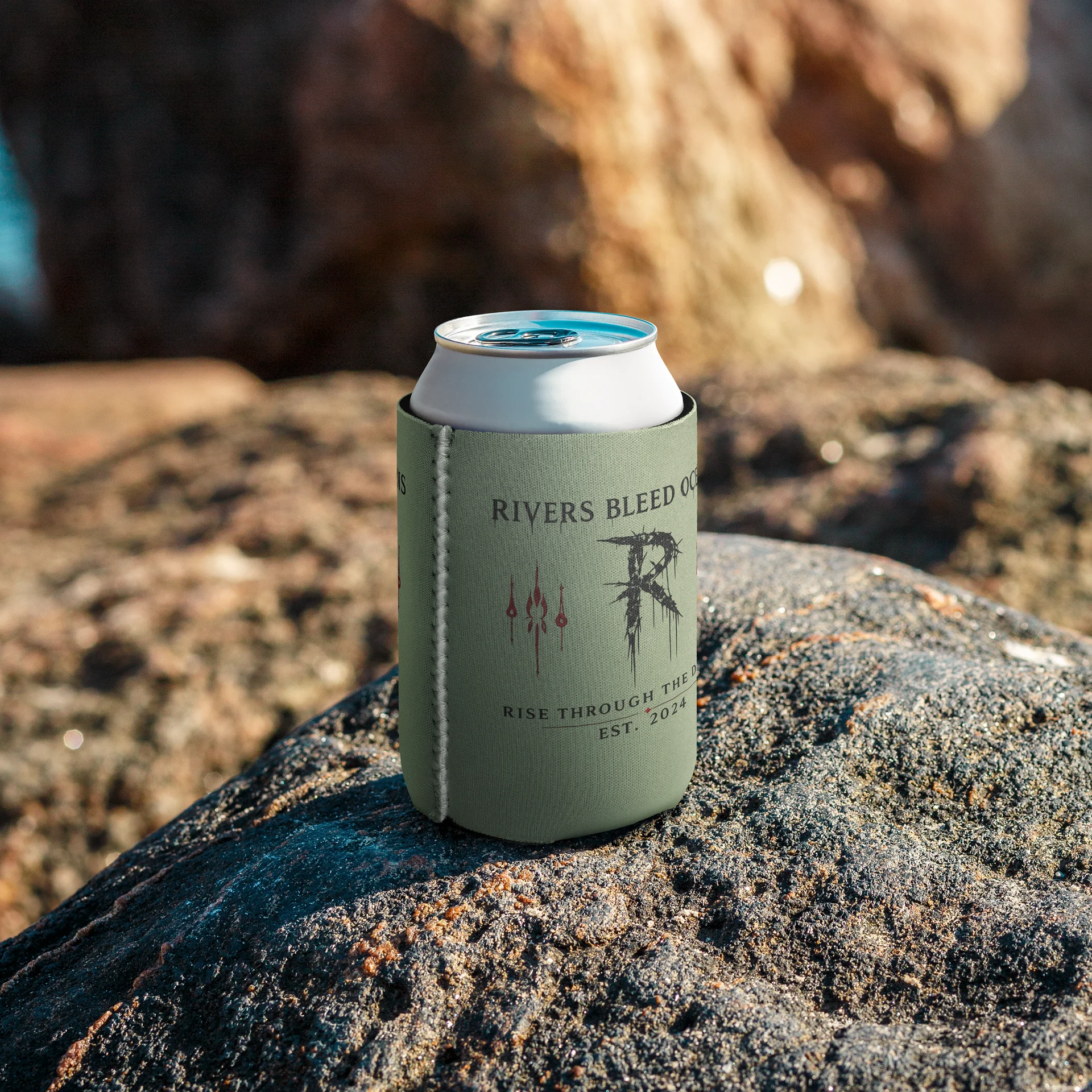 RIVERS BLEED OCEANS Coozie — Est.-Military Green product image (7)