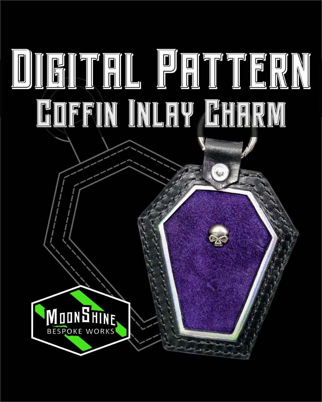 Coffin Inlay Bag Charm PDF SVG DXF Pattern product image (1)