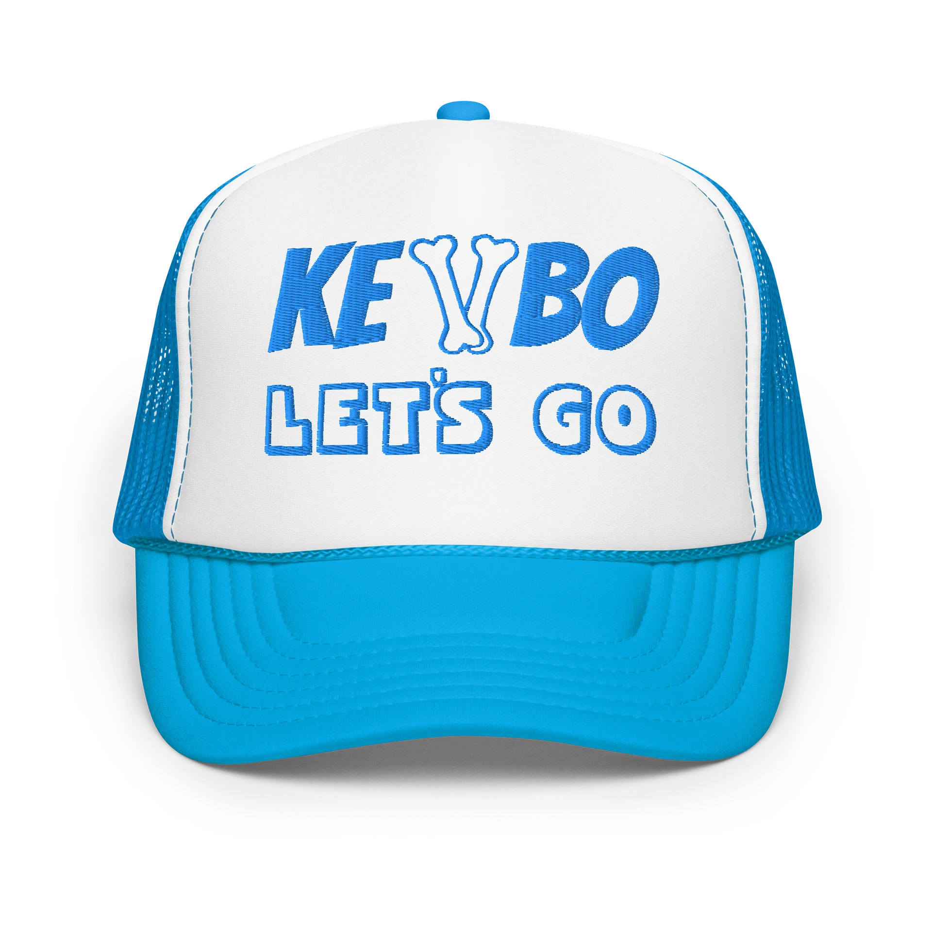 KEVBO "Let’s Go" Blue + White FOAM Trucker Snapback Hat product image (1)