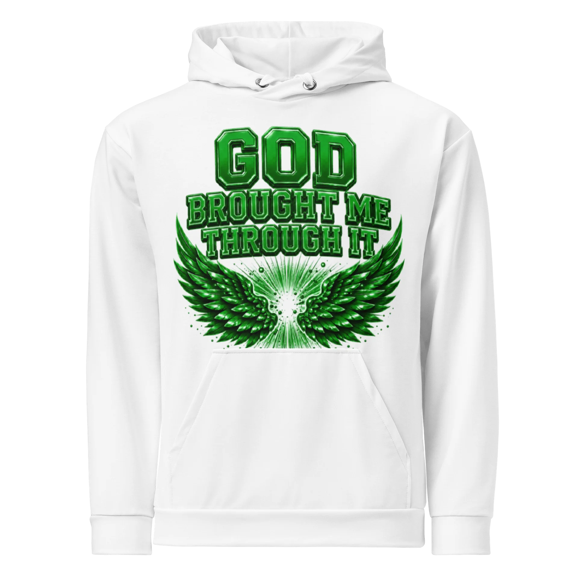 God Brought Me Through It Tee — Money Green Wings Edition product image (1)