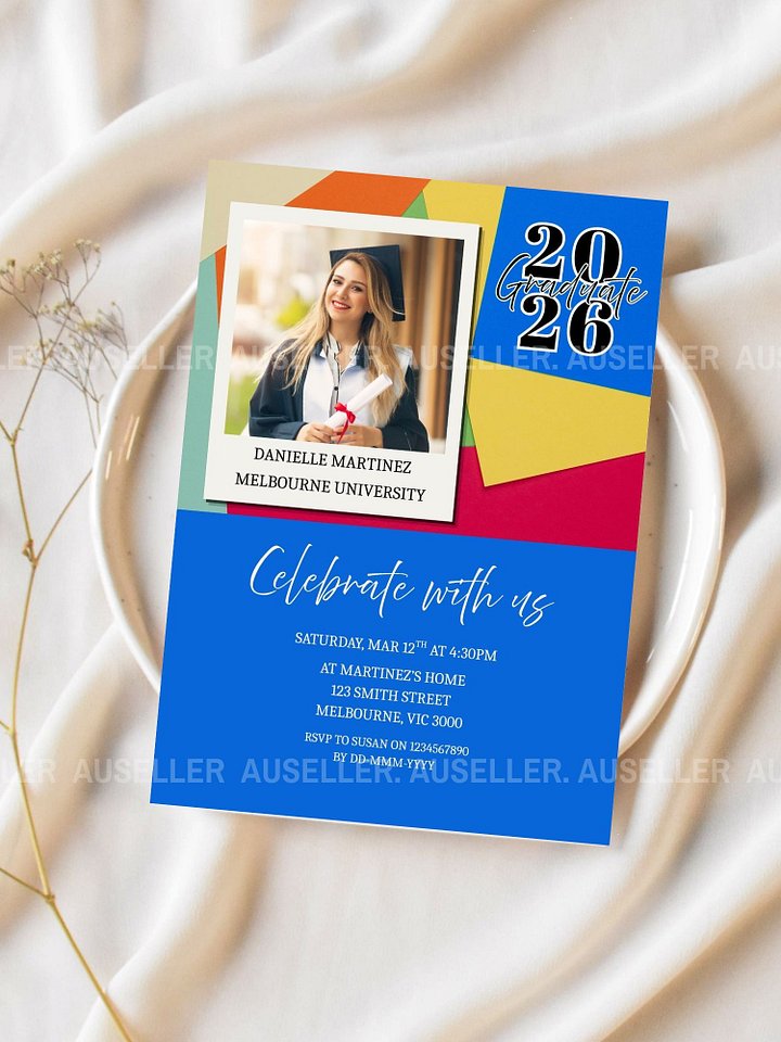 Colourful Graduation Invitation Template 2026 Editable Canva product image (2)