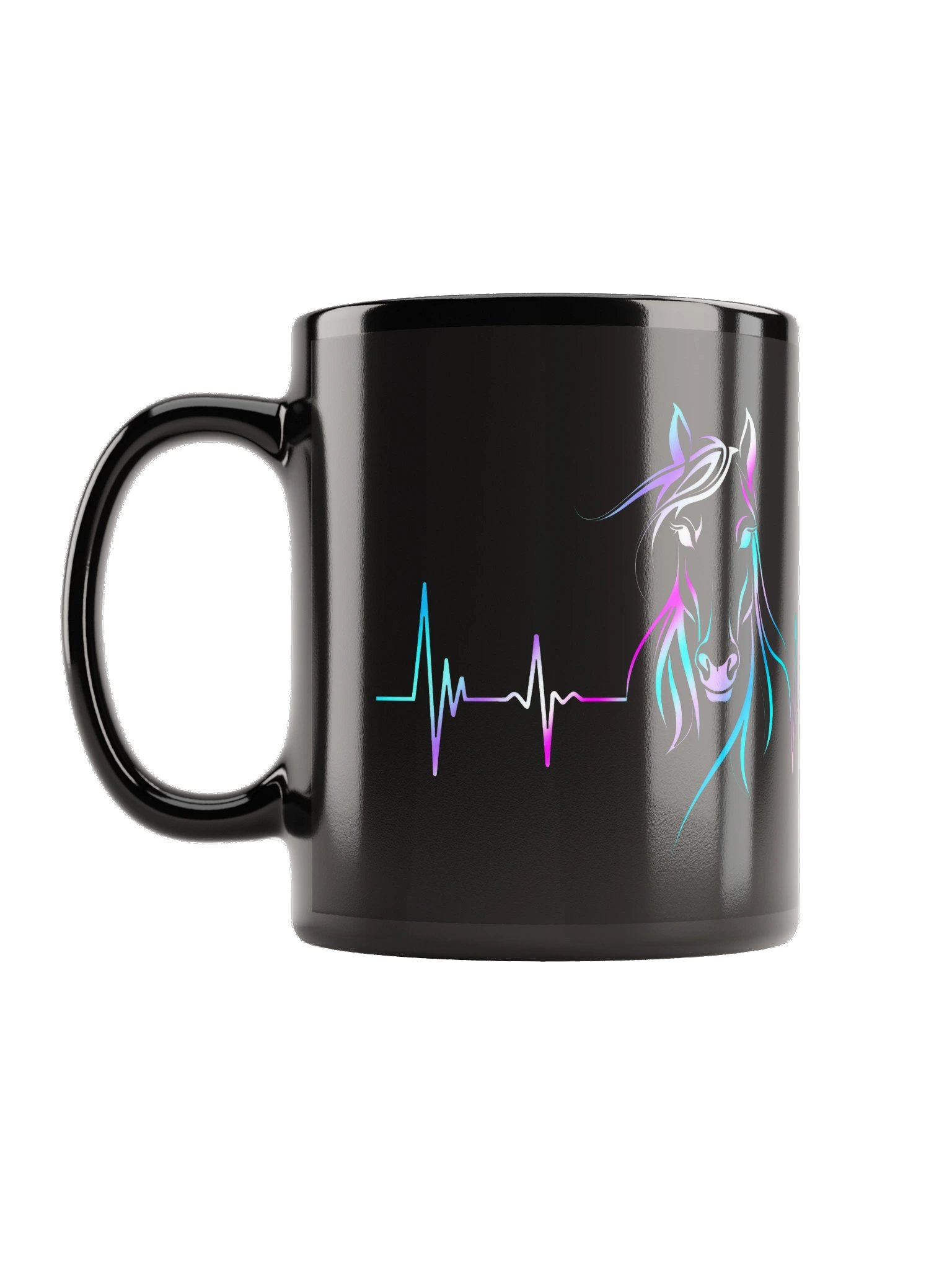 Horse Heartbeat Colorful Mug | Black Horse Lover Coffee Cup product image (1)