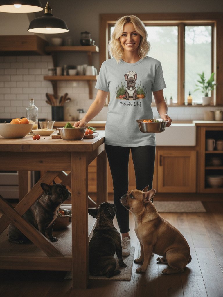 Cute French Bulldog Chef T-Shirt - Funny Frenchie Chef Hat Cooking Dog Lover Gift Shirt for Men Women Kids - Premium Cotton Bella Canvas 3001 Unisex Tee product image (1)