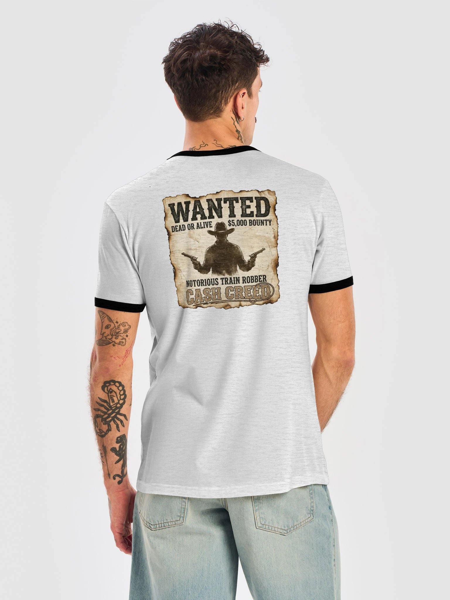 Cash Creed Wanted Poster Ringer Tee product image (26)
