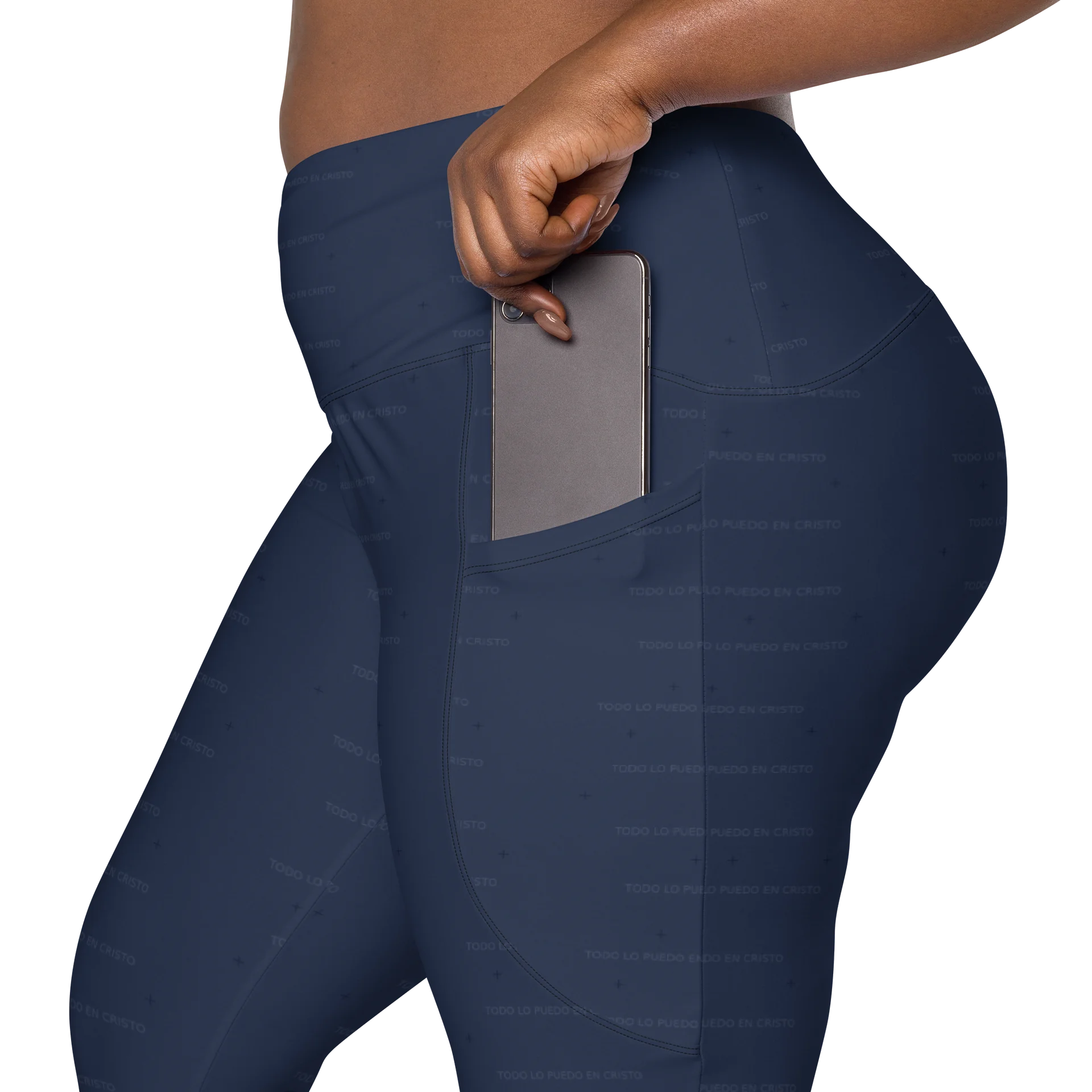 Crossover Leggings with Pockets — Women Who Lift (Navy) product image (12)