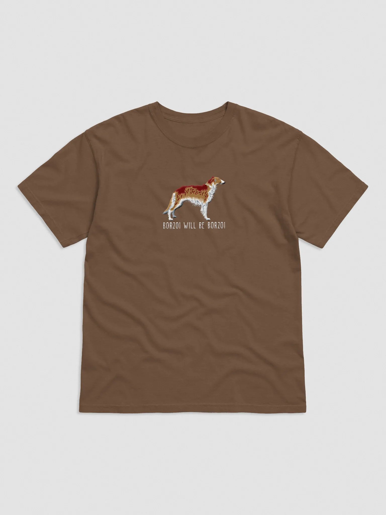 Borzoi Will Be Borzoi T-Shirt(Embroidered) of a Borzoi(Tan & White) product image (4)