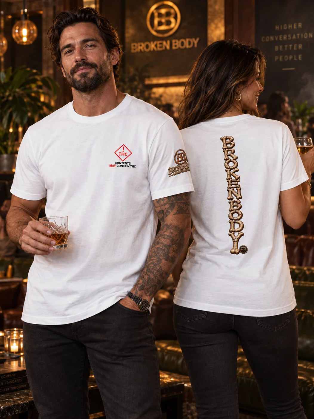 Funny THC Warning Shirt — Contents May Contain THC Bone Spine Graphic Tee | Broken Body™ product image (1)