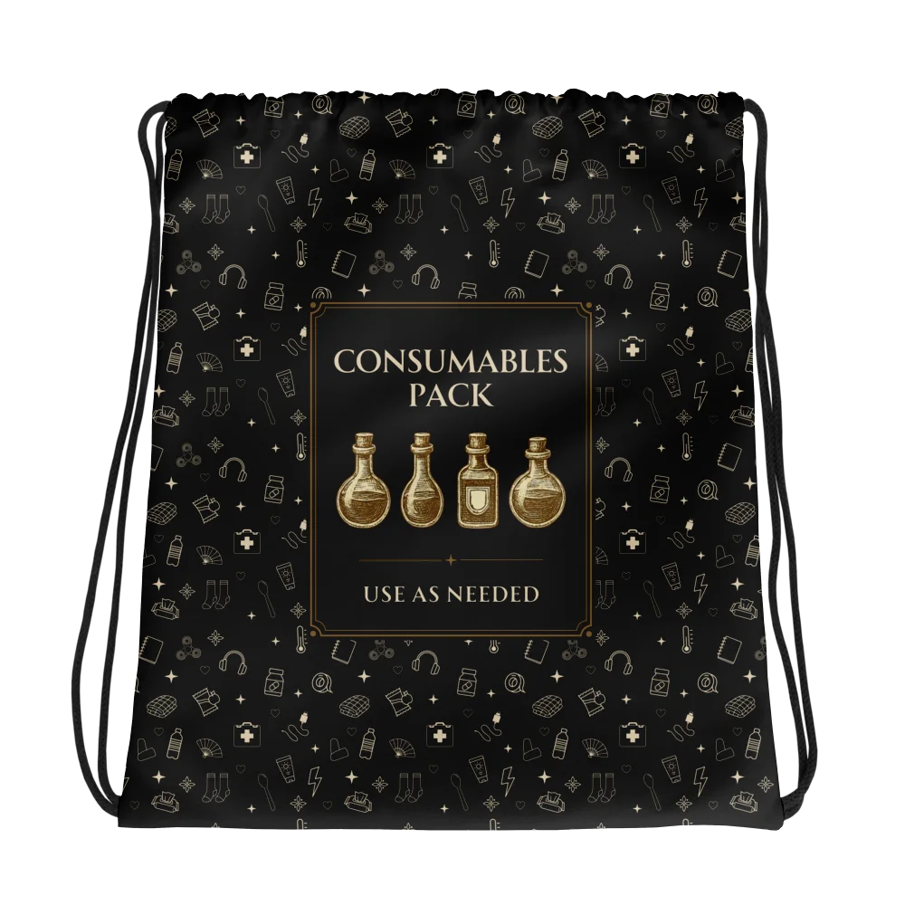 Consumables Pack Drawstring Bag | Chronic Illness Essentials Gym Sack product image (1)