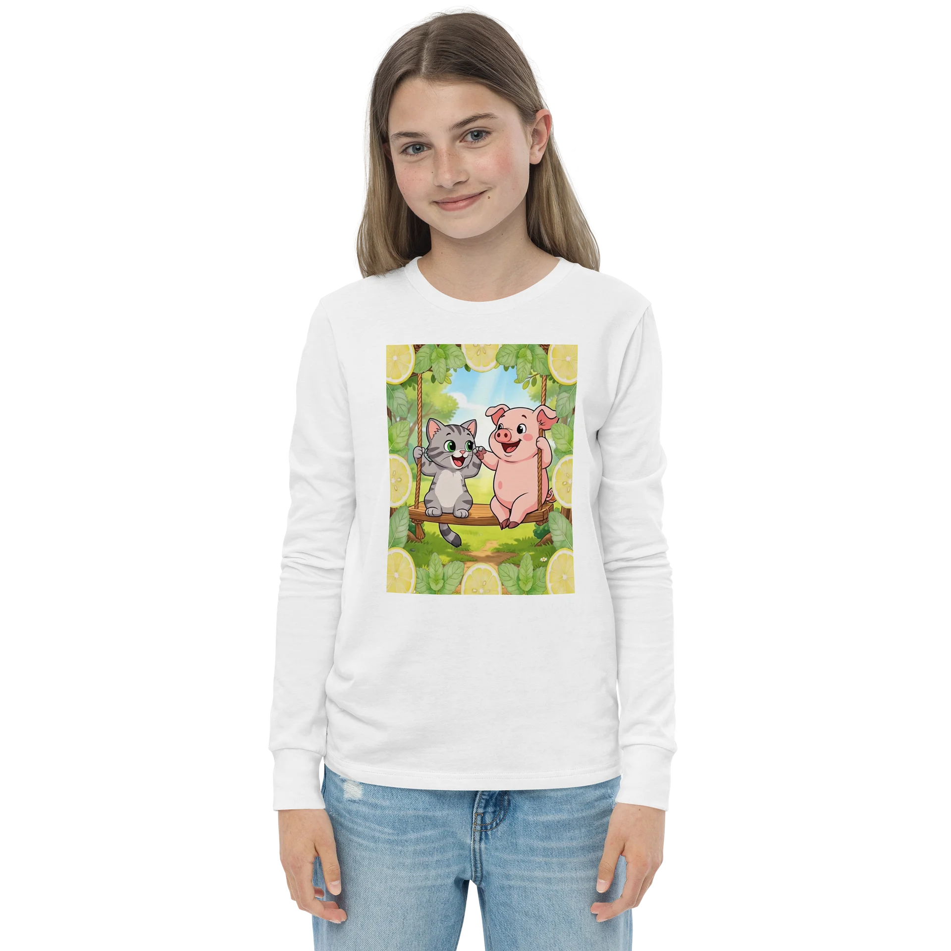 Cute Cat & Pig Swing Youth Tee product image (1)