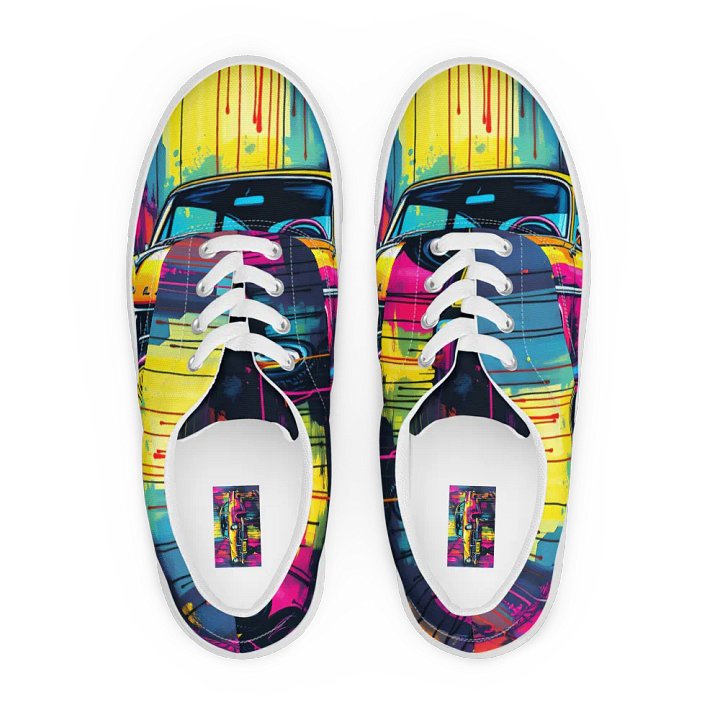 Pop Art Christine the car, women's Lace-Up Canvas Shoes product image (1)