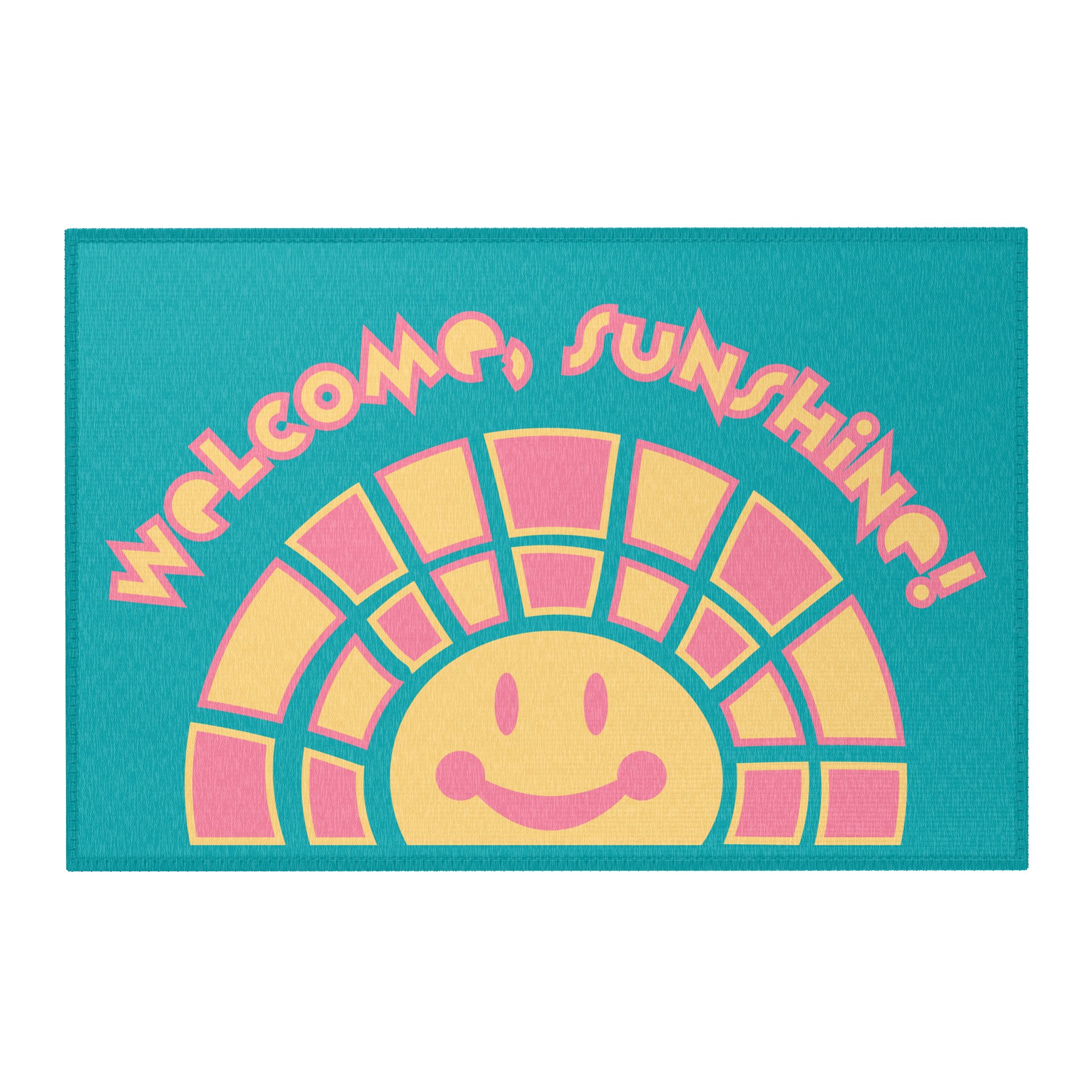WELCOME, SUNSHINE! Smiling Sun Teal Area Rug product image (1)