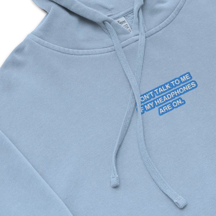 HEADPHONES ON (aqua bubble design 2) embroidered pigment hoodie product image (1)