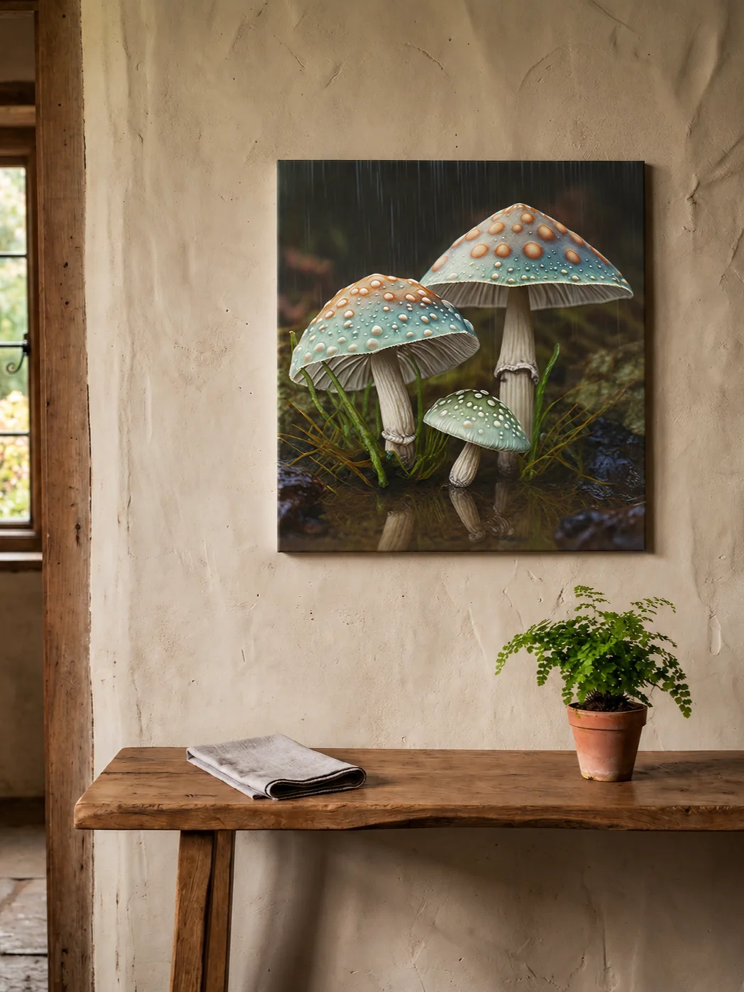 Three Mushrooms in the Rain Wall Art product image (1)