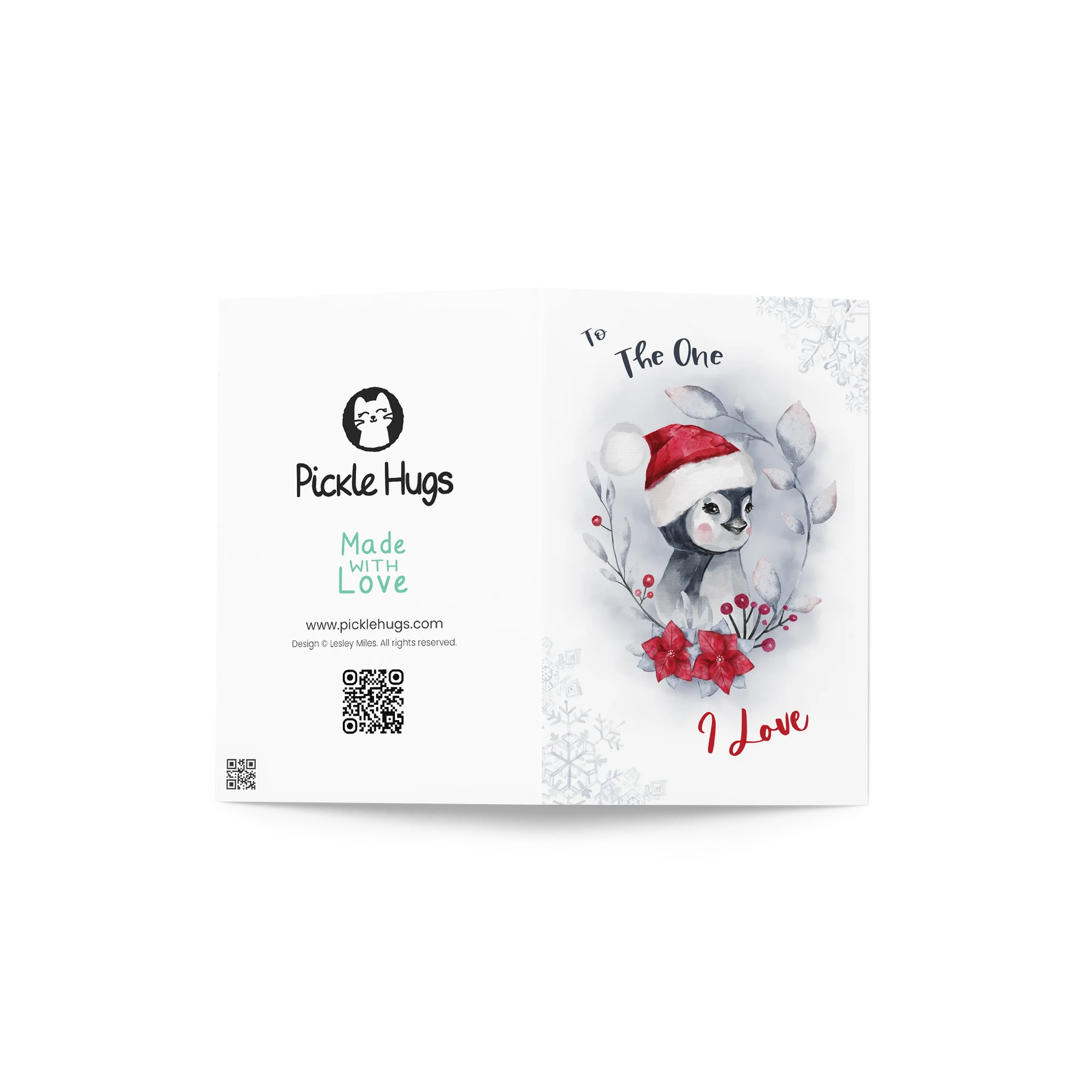 To the One I Love Penguin Watercolor Christmas Card product image (4)