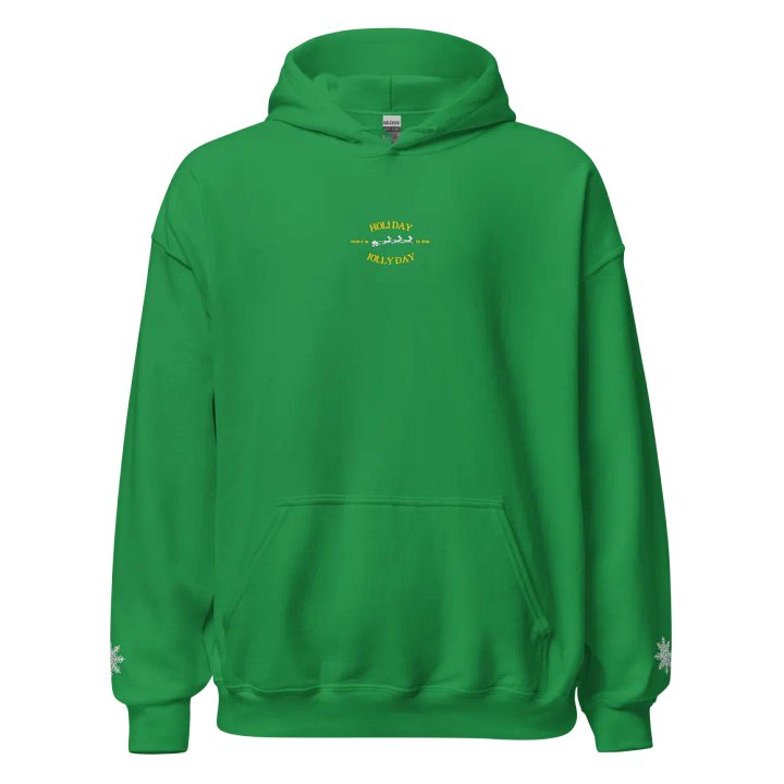 "Jolly Day Holiday" Embroidered Premium Unisex Hoodie - Front & Sleeve Design product image (1)