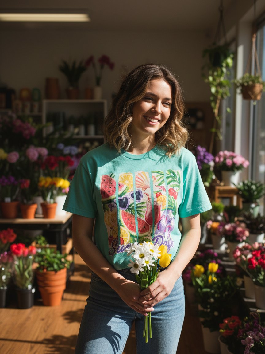 Sunny Days — Hand-Painted Summer Collage Tee product image (4)