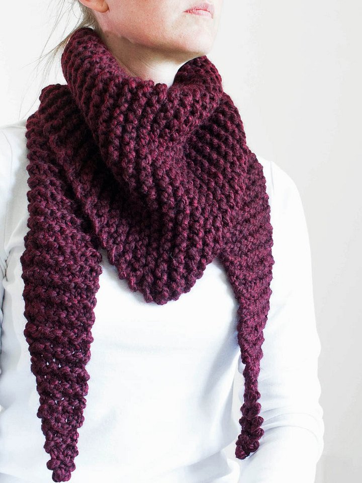 Triangle Scarf Cowl Knitting Pattern - Claret product image (2)
